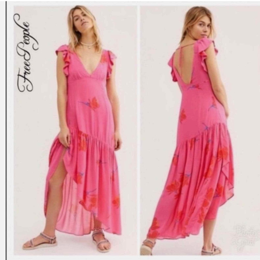 Free People Waterfall Maxi Dress - Pink and Red Floral - 4
